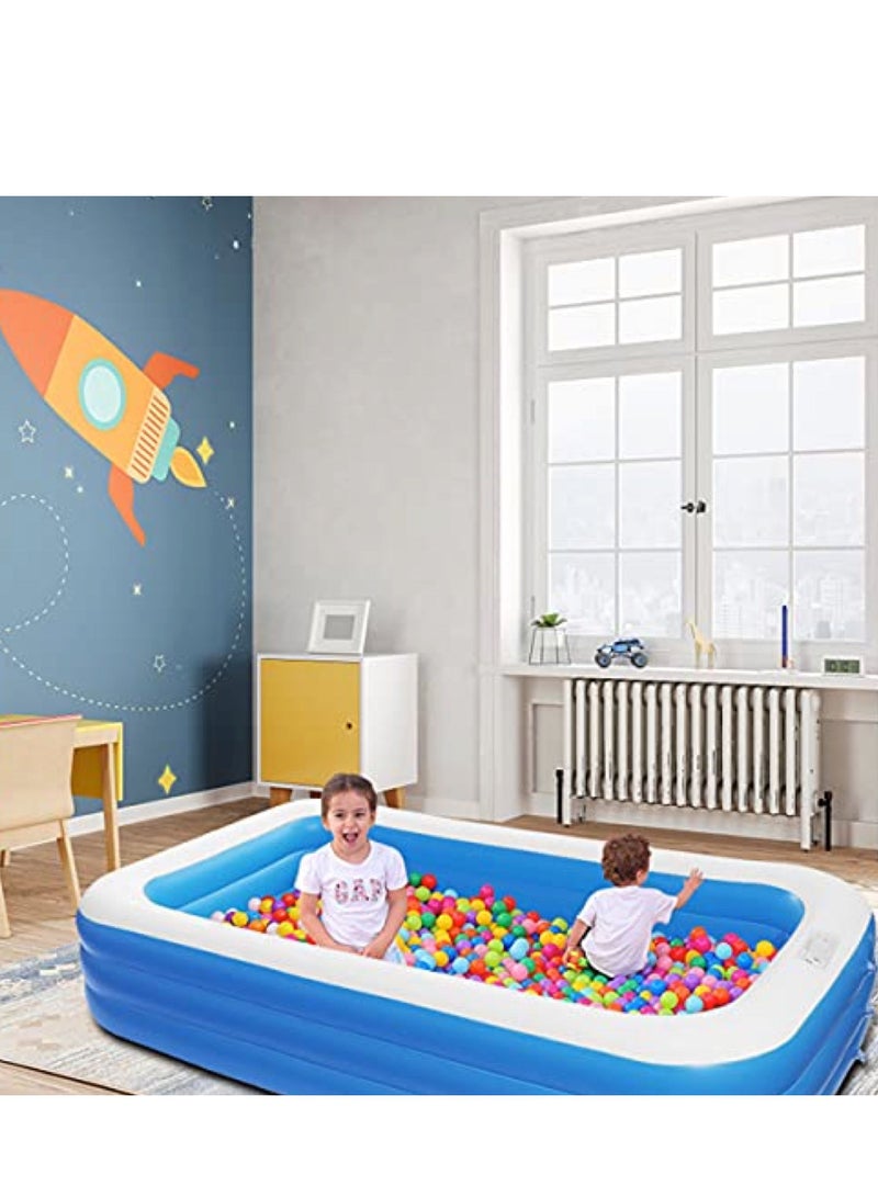 Inflatable Swimming Pool Kiddie Pool Large Size Blow Up Swimming Pool for Family Adults Kids Toddler Giant Rectangle Lounge Blowup Pool for Indoor Outdoor Backyard Ground 180cm x 140cm x 60cm