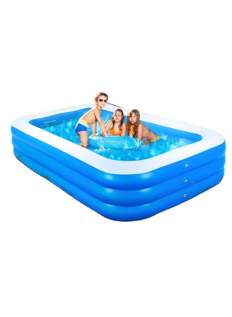 Inflatable Swimming Pool Kiddie Pool Large Size Blow Up Swimming Pool for Family Adults Kids Toddler Giant Rectangle Lounge Blowup Pool for Indoor Outdoor Backyard Ground 180cm x 140cm x 60cm