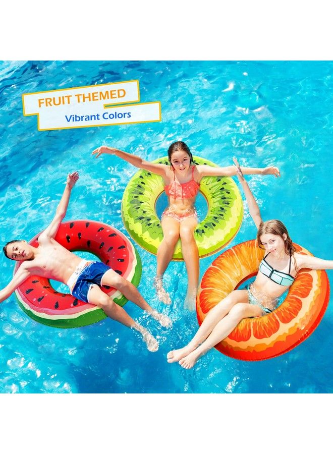 Inflatable Pool Floats Kids 4 Pack Floaties Pool Tubes Swim Rings Fruit Water Floaty Watermelon Kiwi Orange Grape Inflatable Pool Toys Float For Swimming Pool Party Lake Beach Kids Adults