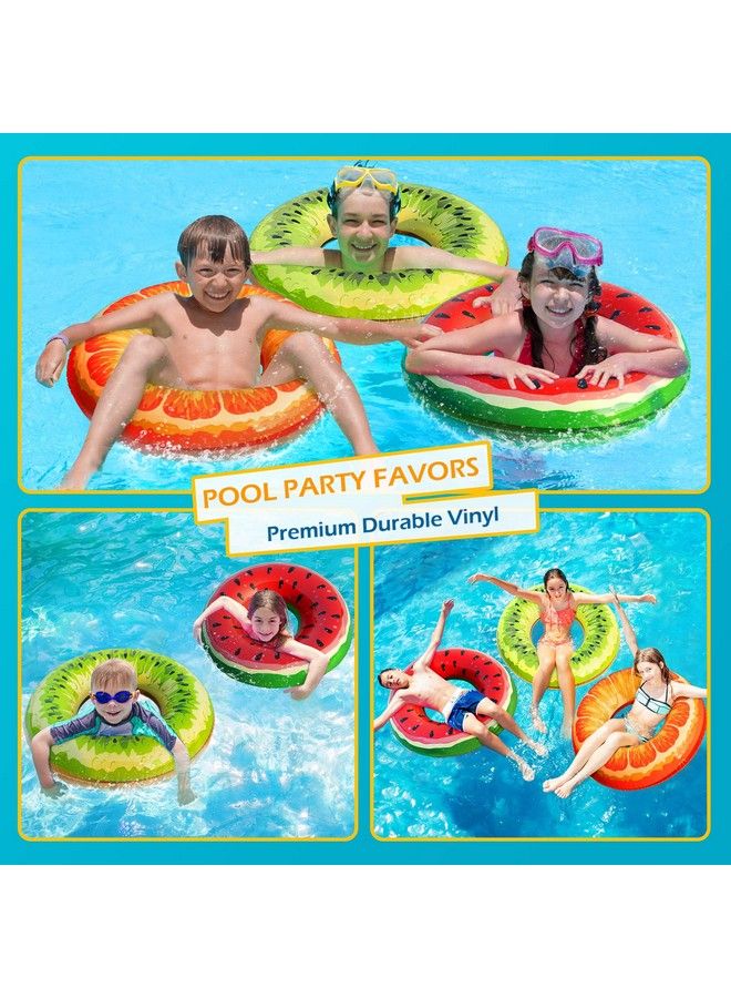 Inflatable Pool Floats Kids 4 Pack Floaties Pool Tubes Swim Rings Fruit Water Floaty Watermelon Kiwi Orange Grape Inflatable Pool Toys Float For Swimming Pool Party Lake Beach Kids Adults