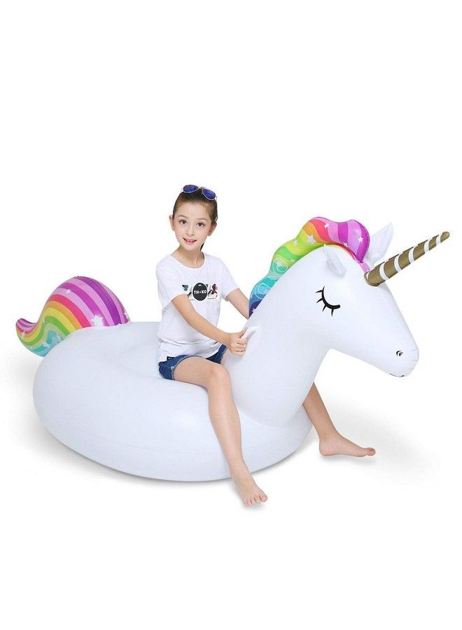 Big Inflatable Unicorn Pool Float Floatie Ride On With Fast Valves Large Rideable Blow Up Summer Beach Swimming Pool Party Lounge Raft Decorations Toys Kids Adults
