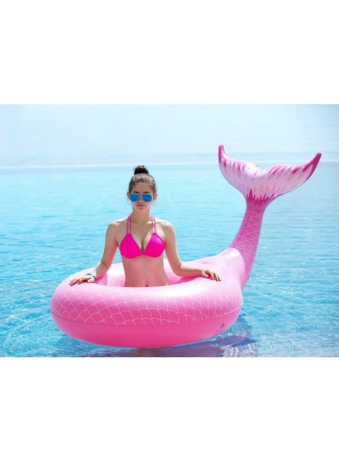Giant Inflatable Mermaid Tail Pool Float With Fast Valves Summer Beach Swimming Pool Party Lounge Raft Decorations Toys For Adults Kids (Pink)
