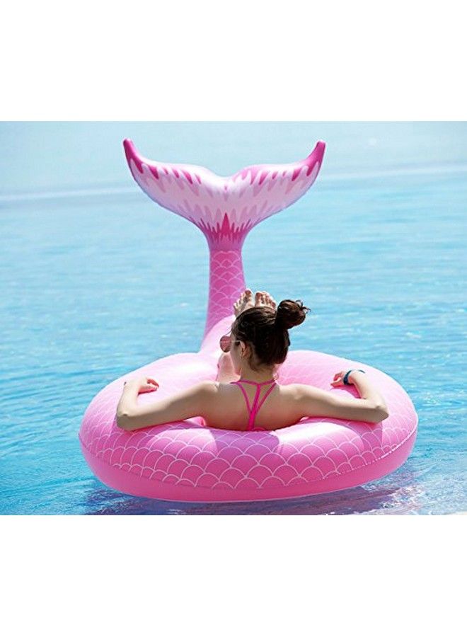 Giant Inflatable Mermaid Tail Pool Float With Fast Valves Summer Beach Swimming Pool Party Lounge Raft Decorations Toys For Adults Kids (Pink)