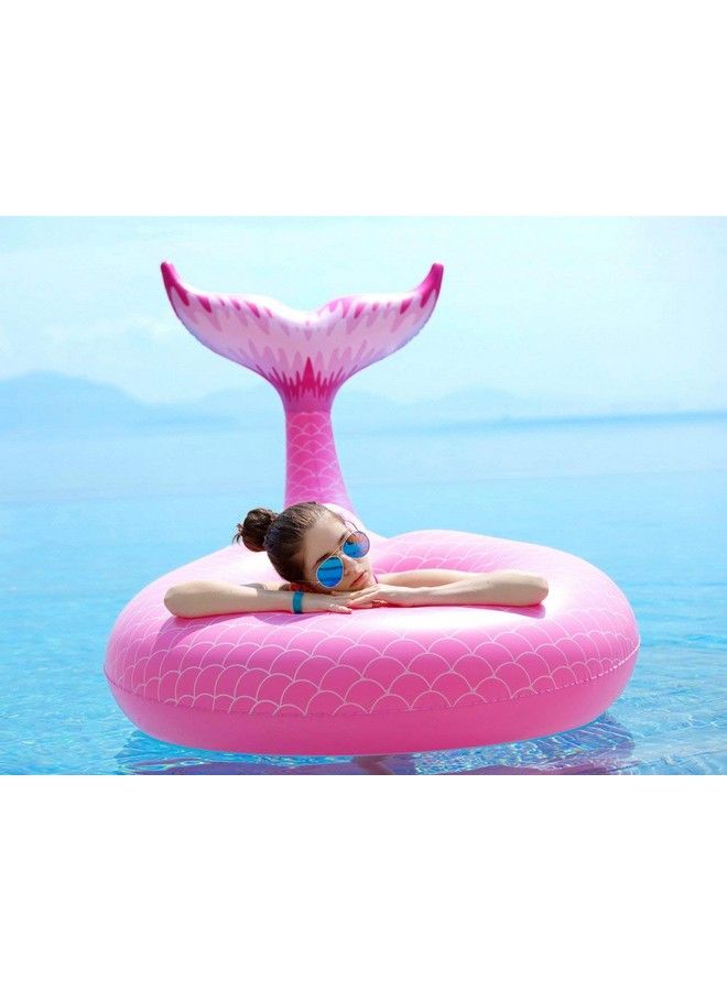 Giant Inflatable Mermaid Tail Pool Float With Fast Valves Summer Beach Swimming Pool Party Lounge Raft Decorations Toys For Adults Kids (Pink)