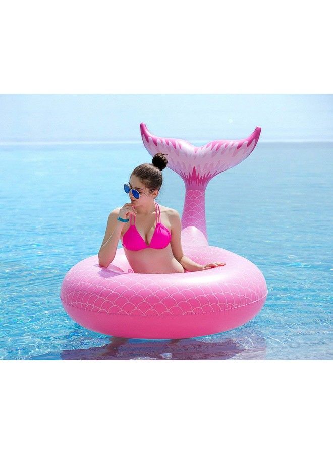 Giant Inflatable Mermaid Tail Pool Float With Fast Valves Summer Beach Swimming Pool Party Lounge Raft Decorations Toys For Adults Kids (Pink)