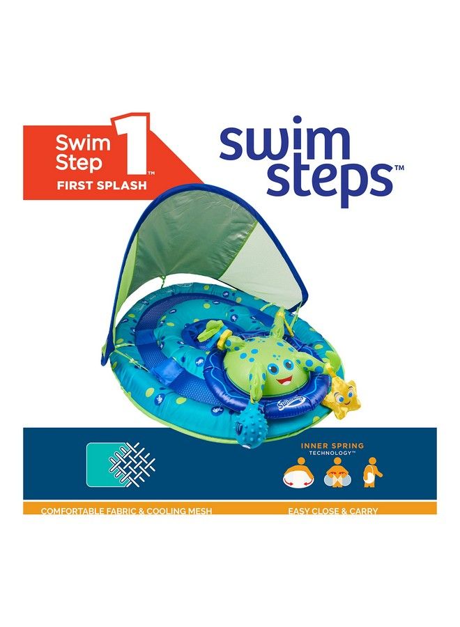 Baby Spring Float Activity Center With Adjustable Canopy And Upf Sun Protection Green Octopus