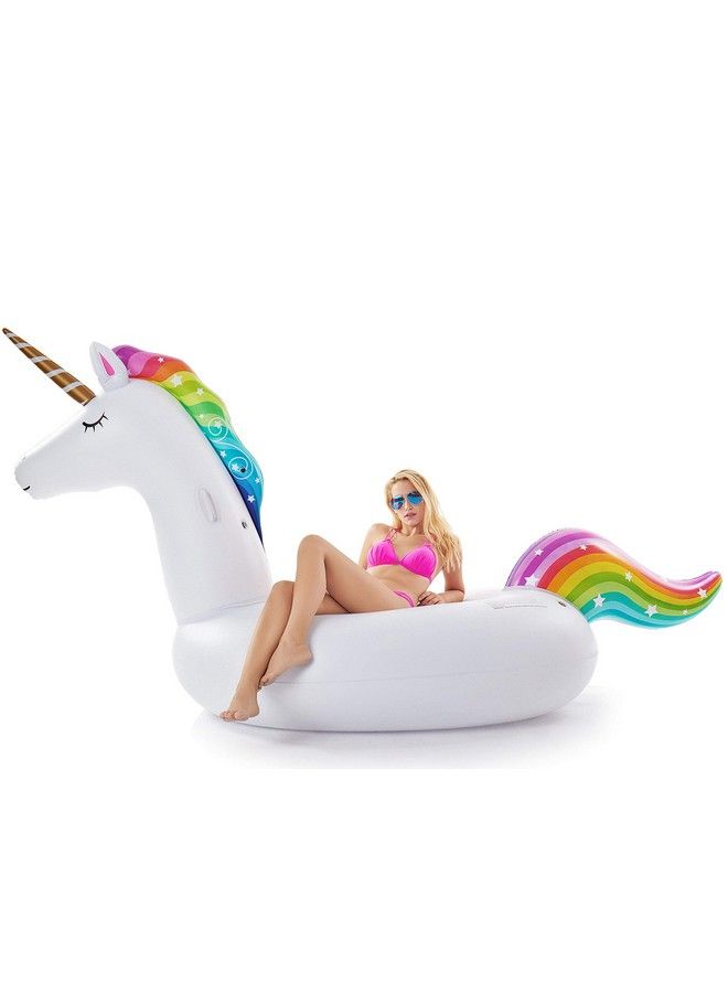 Giant Inflatable Unicorn Pool Float Floatie Ride On With Fast Valves Large Rideable Blow Up Summer Beach Swimming Pool Party Lounge Raft Decorations Toys Kids Adults