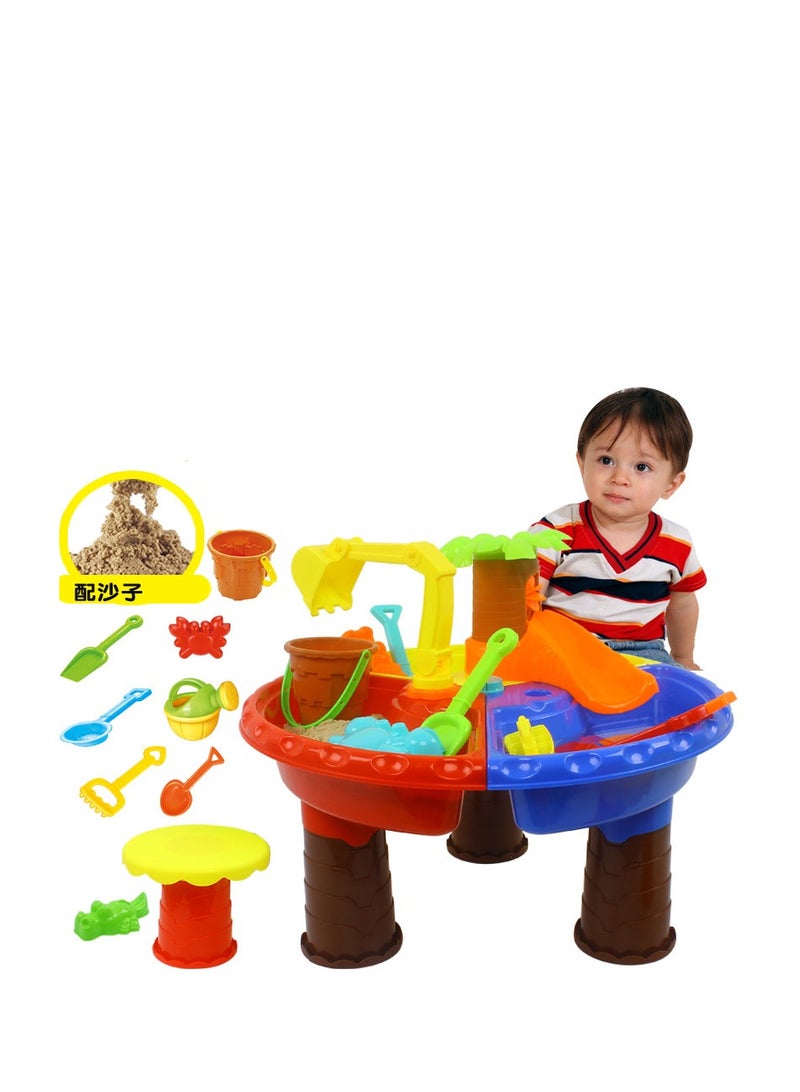 Plastic Kids Outdoor Playset Activity Sand And Water  BeachTable Game Playing Set .