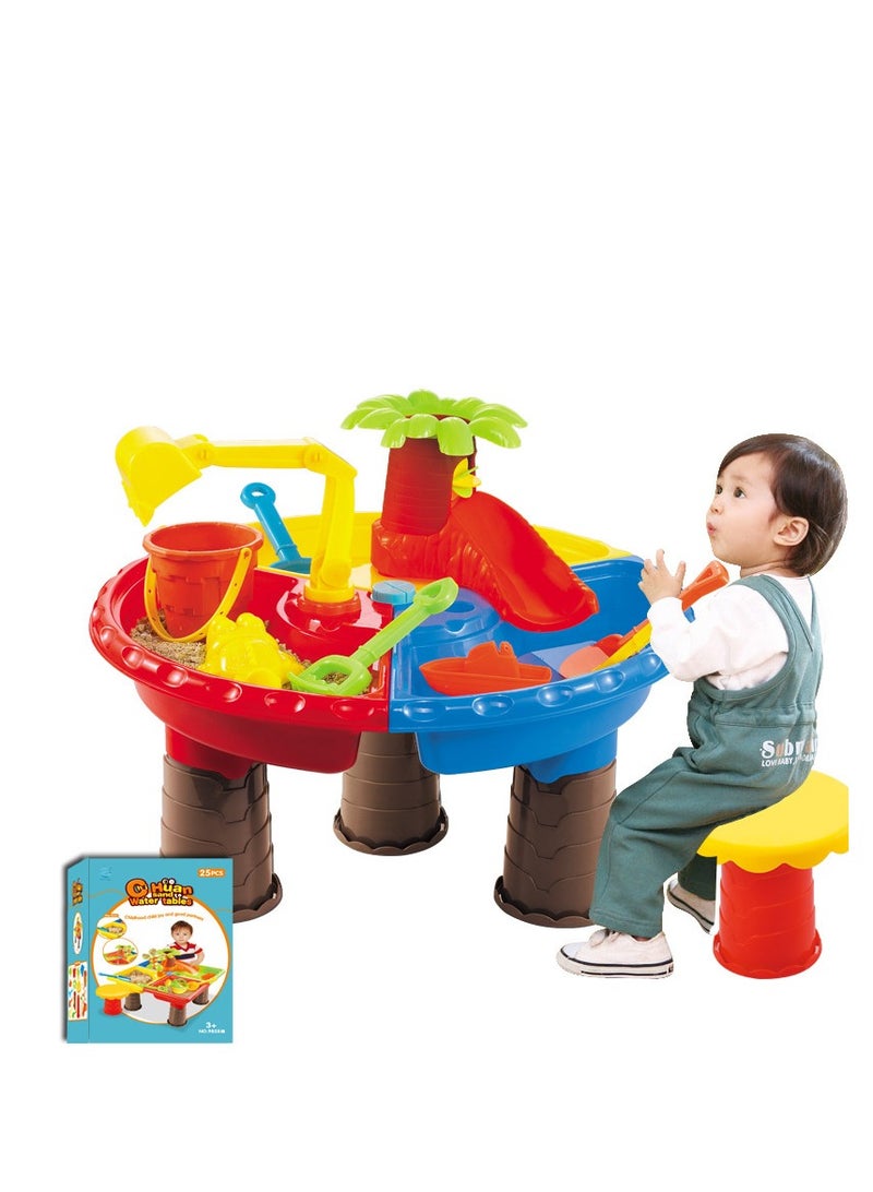 Plastic Kids Outdoor Playset Activity Sand And Water  BeachTable Game Playing Set .