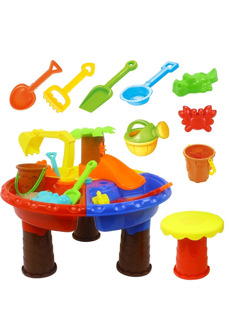 Plastic Kids Outdoor Playset Activity Sand And Water  BeachTable Game Playing Set .