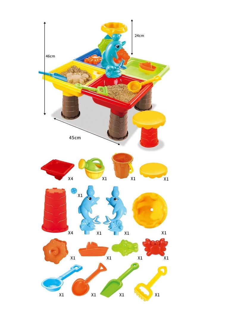 Plastic Kids Outdoor Playset Activity Sand And Water  BeachTable Game Playing Set .