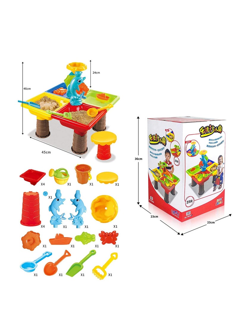 Plastic Kids Outdoor Playset Activity Sand And Water  BeachTable Game Playing Set .