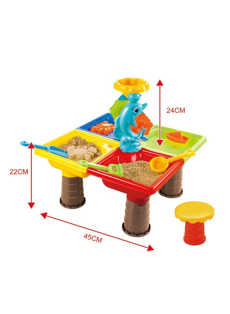 Plastic Kids Outdoor Playset Activity Sand And Water  BeachTable Game Playing Set .