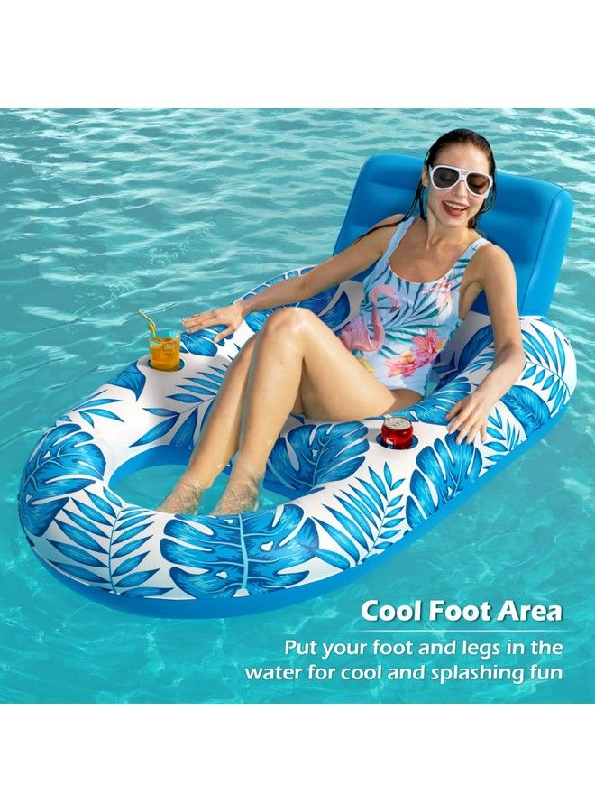 Inflatable Pool Float Adult Pool Floaties Lounger Floats Rafts Floating Chair Floats Water Floaty For Swimming Pool Lake Lounge Float With Cup Holders Beach Pool Party Toys For Adults Kids