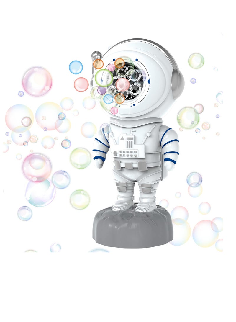 Bubble Machine Space Astronaut Shape Electric Rechargeable Bubble Machine for Kids Rotating 90° and 360°Automatic Bubbles Blower with Bubble Solution Indoor Outdoor Toy for Birthday Party Gift