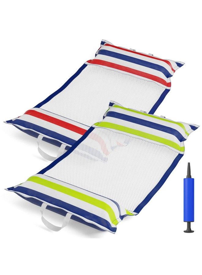 Inflatable Pool Hammock Float 2 Pack Water Hammock Pool Floaties Multipurpose (Saddle Lounge Chair Drifter) 4 In 1 Lake Beach Floating Loungers Swimming Pool Floats Toys For Adults