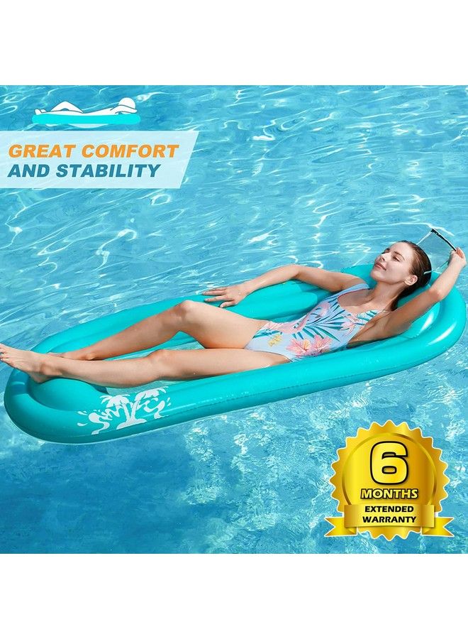 Inflatable Pool Lounger Float Pool Float Stable Relaxing Water Hammock Floatie For Swimming Pool Tanning Lounge Floating Pool Party Toy For Adults Kids (Blue W Mesh)