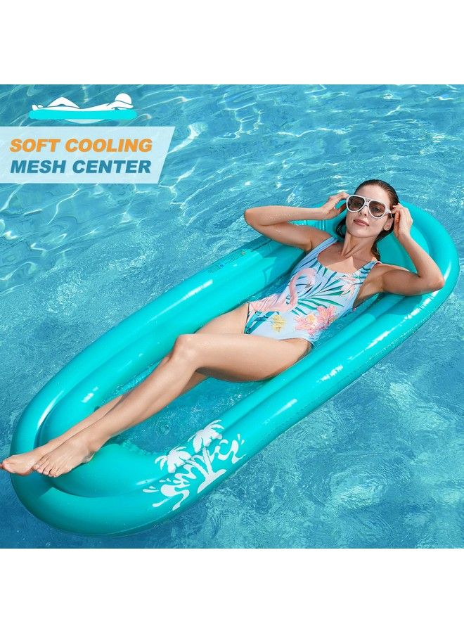 Inflatable Pool Lounger Float Pool Float Stable Relaxing Water Hammock Floatie For Swimming Pool Tanning Lounge Floating Pool Party Toy For Adults Kids (Blue W Mesh)