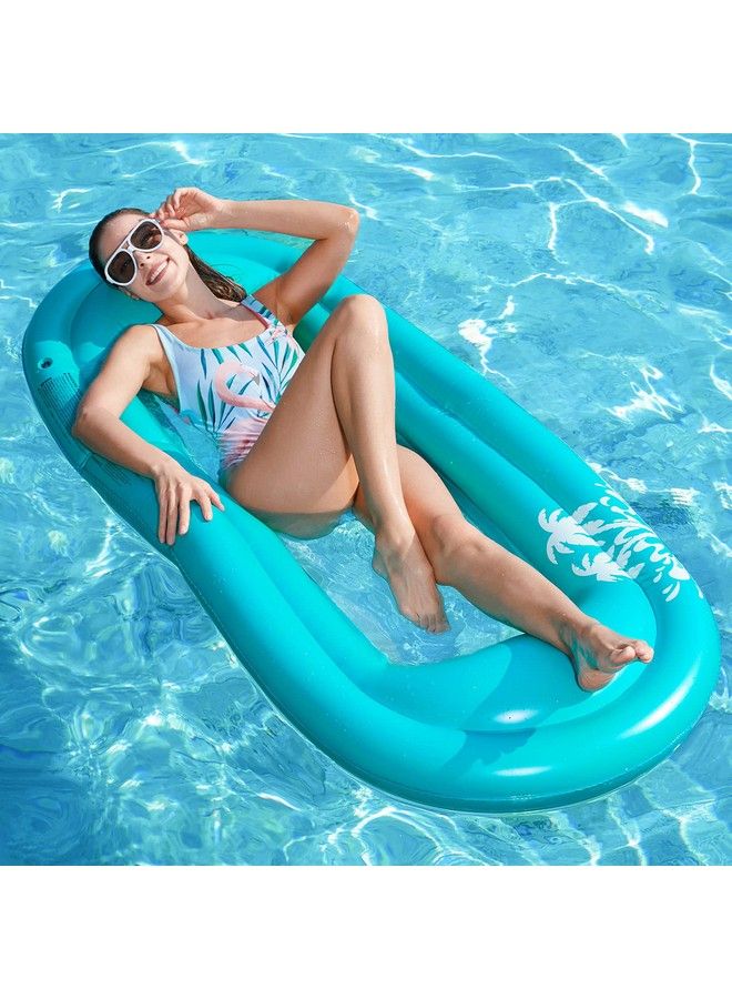 Inflatable Pool Lounger Float Pool Float Stable Relaxing Water Hammock Floatie For Swimming Pool Tanning Lounge Floating Pool Party Toy For Adults Kids (Blue W Mesh)