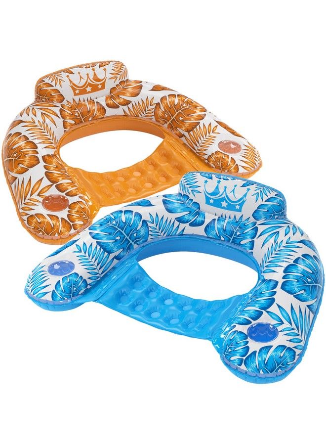 Inflatable Pool Float Chair 2 Pack Floating Pool Chair Lounge Floats For Swimming Pool Water Chair Pool Lounger With Cup Holder Pool Toy Party Floaties For Adults