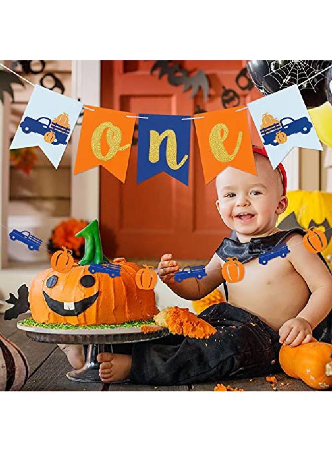 Pumpkin One Birthday Banner And Pumpkin Truck Birthday Garland Banner Fall Harvest Themed First Birthday Banner Decorations Thanksgiving Fall Pumpkin Themed 1St Birthday Party Decorations Supplies