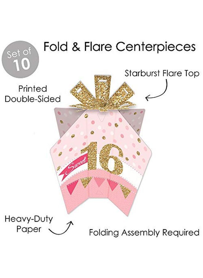 Sweet 16 Table Decorations 16Th Birthday Party Fold And Flare Centerpieces 10 Count