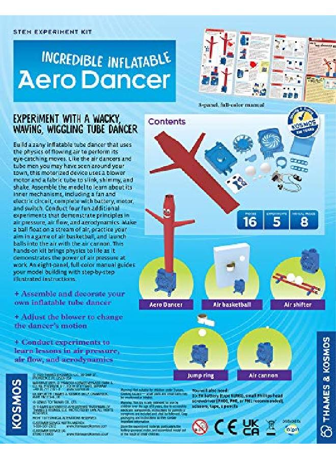 Incredible Inflatable Aero Dancer Stem Experiment Kit ; Make Your Own 1Foot Tall Tube Dancer ; Explore Air Pressure Aerodynamics Gears & Circuits ; Handson Activities & Challenges