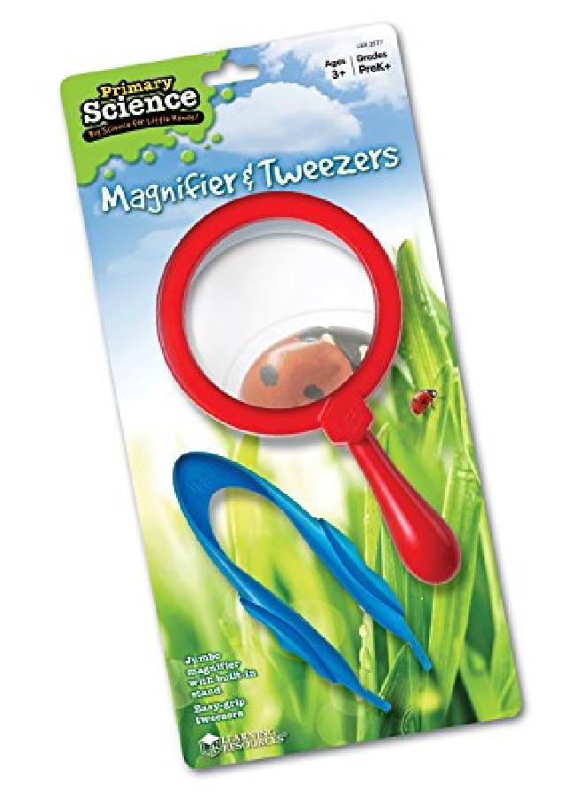 Magnifier & Tweezers Fine Motor Toy Easy Grip Assorted Colors Kids Magnifier Kids Tweezers Ages 3+