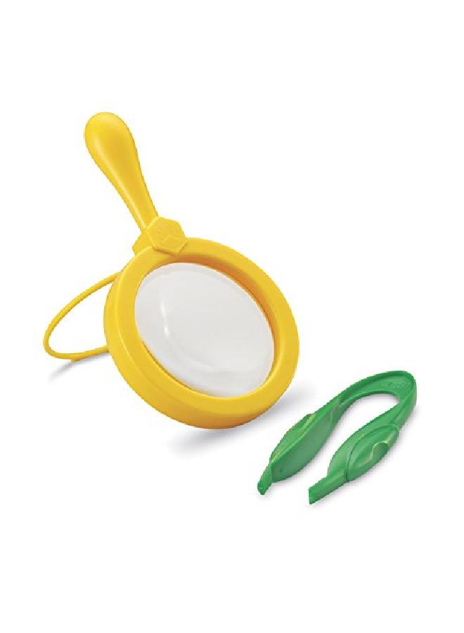 Magnifier & Tweezers Fine Motor Toy Easy Grip Assorted Colors Kids Magnifier Kids Tweezers Ages 3+