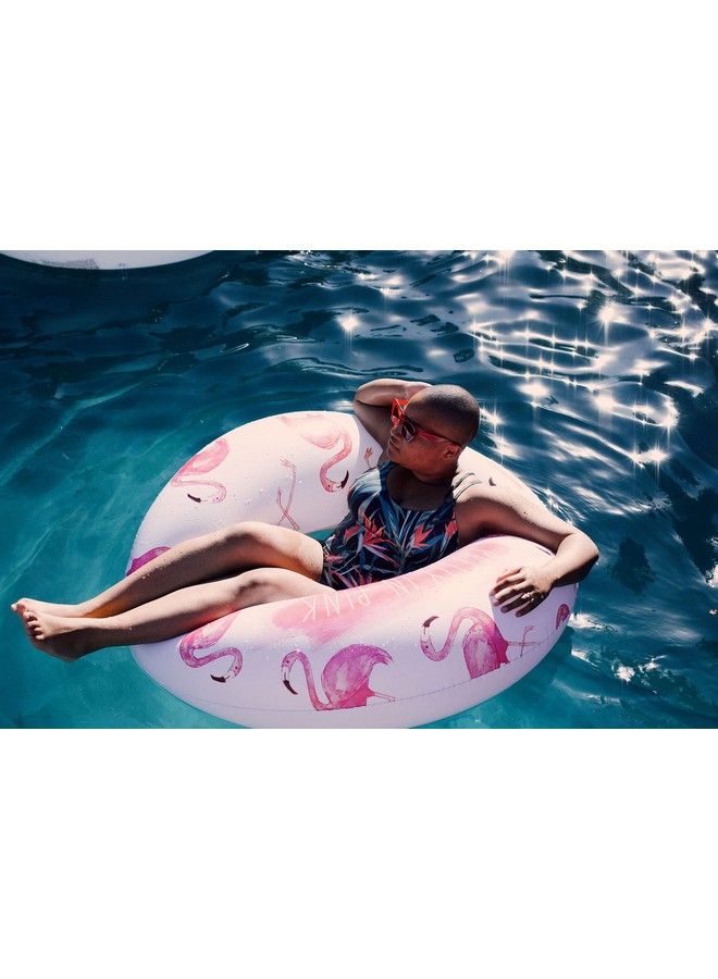 Rae Dunn Ring Float By Coconut Float Pretty In Pink Flamingo Pattern Adult Size Large 48 Inch Inflatable Raft & Durable Water Inner Tube Stable Ride On For Summer Parties & Swim Events