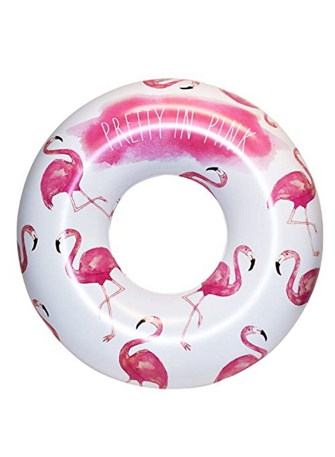 Rae Dunn Ring Float By Coconut Float Pretty In Pink Flamingo Pattern Adult Size Large 48 Inch Inflatable Raft & Durable Water Inner Tube Stable Ride On For Summer Parties & Swim Events