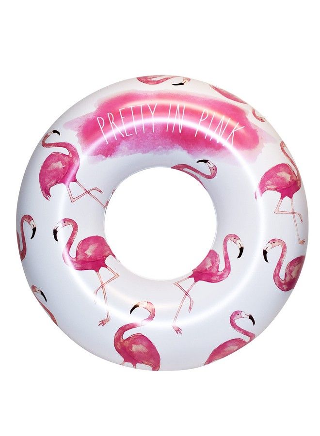 Rae Dunn Ring Float By Coconut Float Pretty In Pink Flamingo Pattern Adult Size Large 48 Inch Inflatable Raft & Durable Water Inner Tube Stable Ride On For Summer Parties & Swim Events