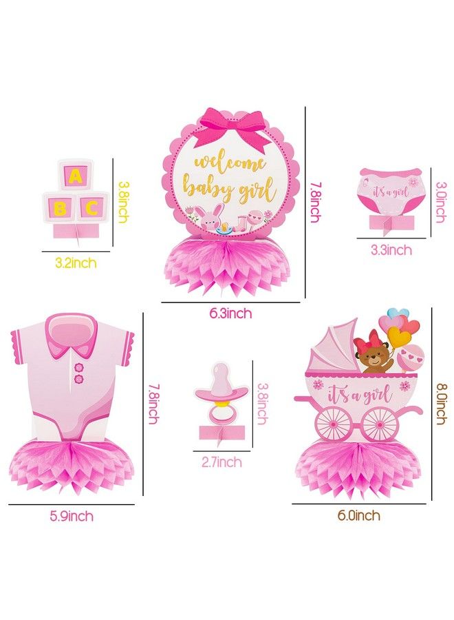 12Pcs Pink Baby Shower Party Centerpieces It A Girl Baby Shower Honeycomb Decoration Welcome Baby Girls Gender Reveal Party Table Topper Decorations Newborn Baby Party Favors Photo Booth Props