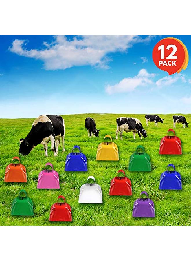 3 Inch Metal Cow Bell Noise Maker Pack Of 12 Small Loud Metal Cowbell Noisemaker With Handle Great For Football Games Sporting Events Weddings New Year?S Kids And Adults Prize