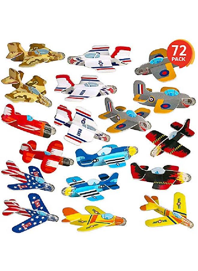 Foam Gliders For Kids Bulk Set Of 72 Lightweight Planes With Various Designs Individually Packed Flying Airplanes Fun Birthday Party Favors Goodie Bag Fillers Boys And Girls