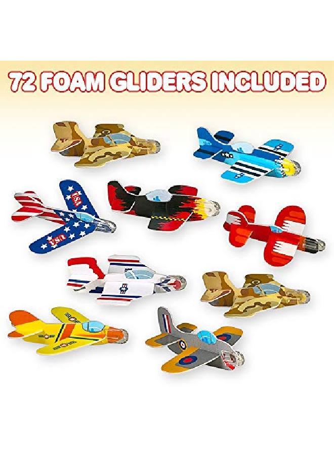 Foam Gliders For Kids Bulk Set Of 72 Lightweight Planes With Various Designs Individually Packed Flying Airplanes Fun Birthday Party Favors Goodie Bag Fillers Boys And Girls