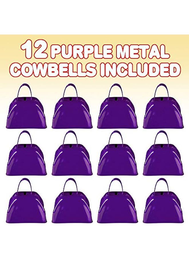 3 Inch Purple Metal Cowbell Noisemakers Pack Of 12 Loud Metal Cowbell Noise Makers With Handles Great For Football Games Sporting Events New Year?S Eve For Kids And Adults