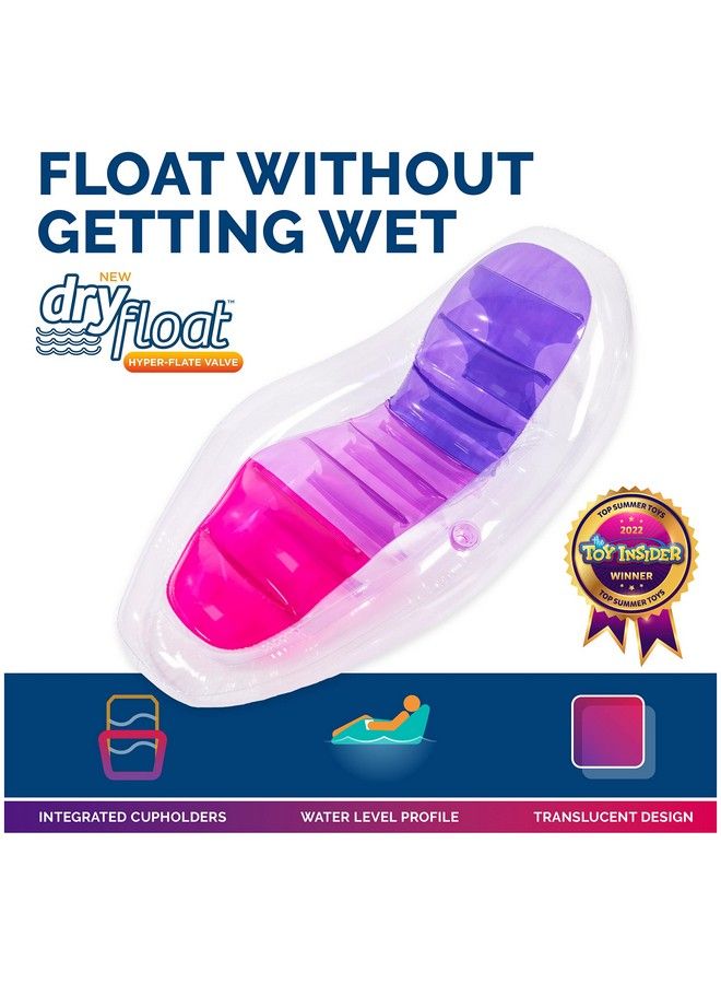 Dry Float Lounger Pool Float Translucent Inflatable Recliner Chair For Adults With Fast Inflation Foot Rest & Cup Holder
