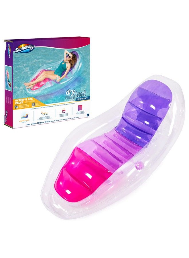 Dry Float Lounger Pool Float Translucent Inflatable Recliner Chair For Adults With Fast Inflation Foot Rest & Cup Holder