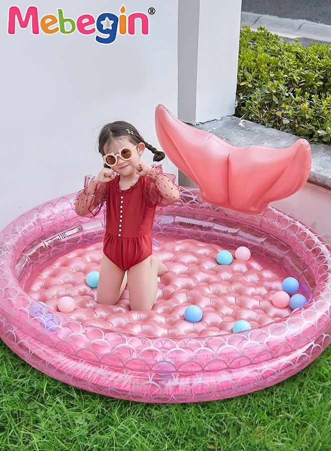 Kids Inflatable Mermaid Paddling Pool, Safe Inflatable Swimming Pool with Enchanting Mermaid Tail Design, 120cm Diameter, Crafted with High-quality Materials, Suitable for Outdoor, Garden, Backyard and Summer Water Party