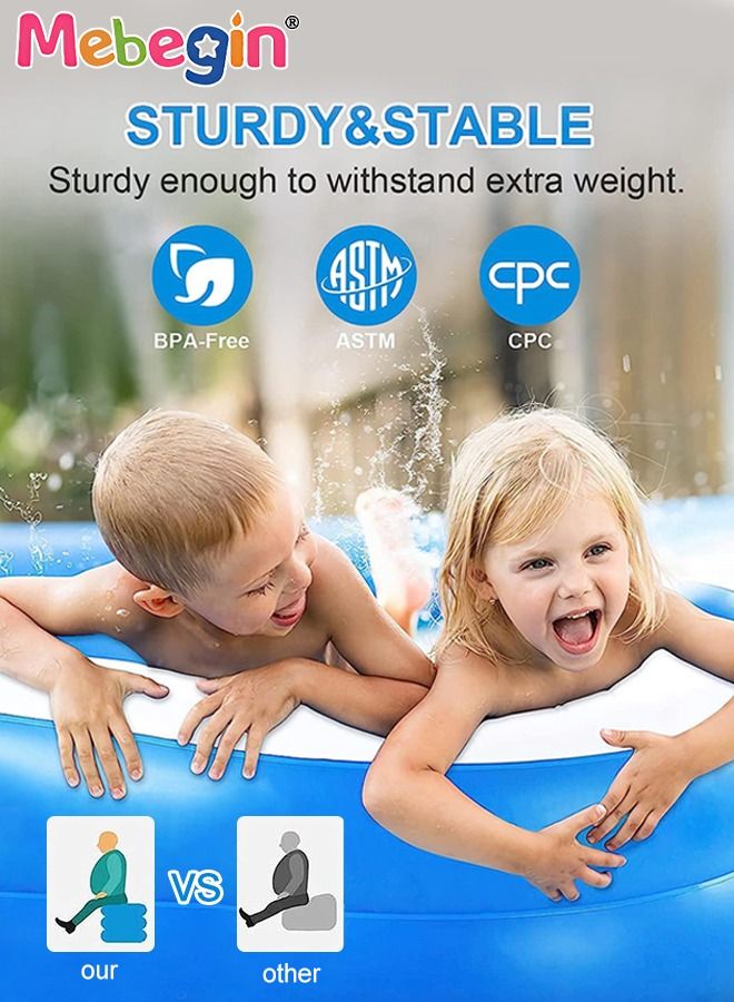 210*135*60cm Rectangle Shape Inflatable Swimming Pool, Thickened Paddling Pool with Inflatable Safety Bubble Bottom, Durable Multifunctional Blow up Pool, Family Lounge Pool, Ideal Choice for Indoor Entertainment and Outdoor Activities