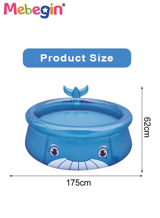 175*62cm Whale Shape Inflatable Swimming Pool, Thickened Inflatable Lounge Pool Ball Pit, Cool Summer Swimming Pool Game, Suitatble for Family Use, Outdoor, Garden, Backyard and Summer Water Party