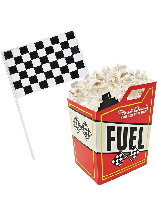 24 Race Car Popcorn Treat Boxes With 24 Checkered Flags, Black And White Racing Flag 6