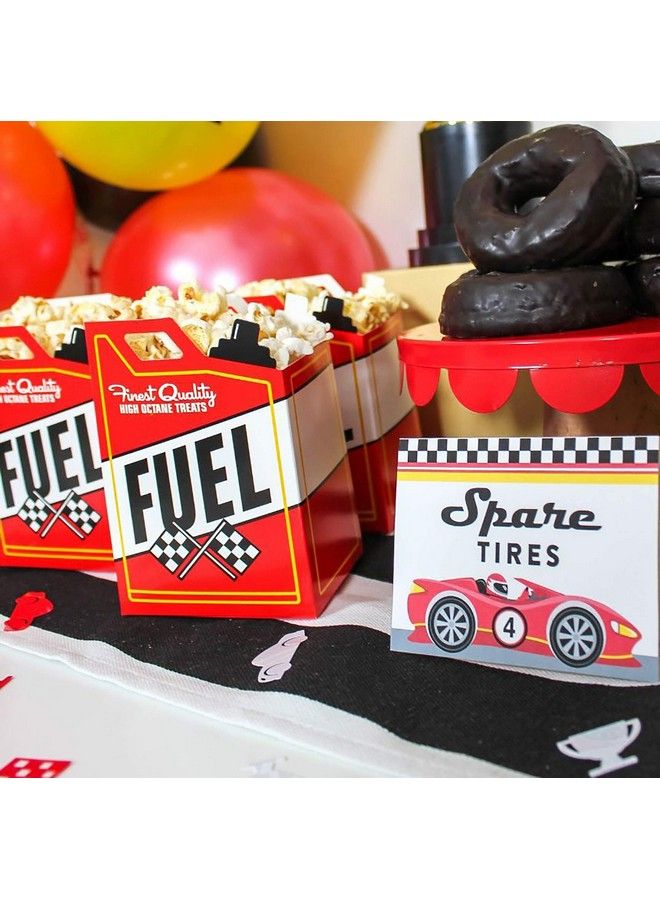 24 Race Car Popcorn Treat Boxes With 24 Checkered Flags, Black And White Racing Flag 6