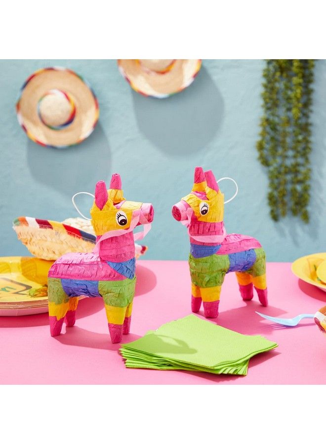 3 Piece Mini Rainbow Donkey Pinata Set For Cinco De Mayo Party Decorations, Birthdays, Mexican Fiesta Supplies (4 X 7.5 X 2 In)