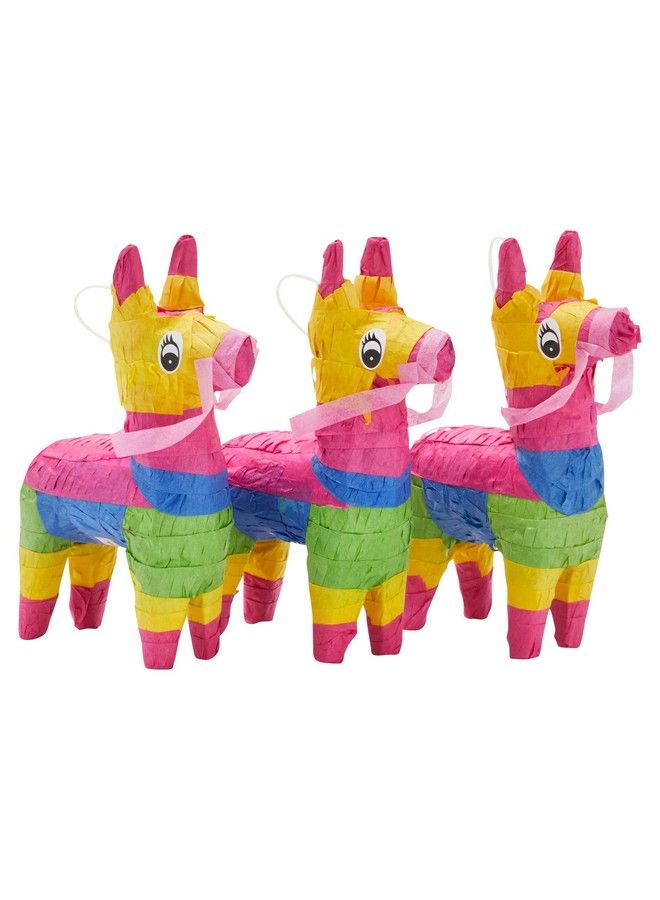 3 Piece Mini Rainbow Donkey Pinata Set For Cinco De Mayo Party Decorations, Birthdays, Mexican Fiesta Supplies (4 X 7.5 X 2 In)