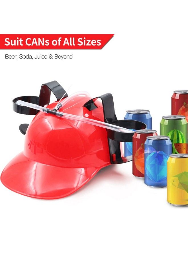 Drinking Helmet Can Holder Drinker Hat Cap With Straw For Beer And Soda Party Fun Red