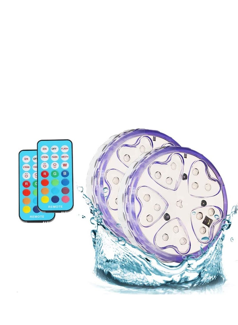 SYOSI Submersible Led Lights with Remote Hot Tub Lights Bath Spa Lights LED Color-Changing Magnetic Floating Pool Light Underwater Lights for Vase Aquarium Decoration Camping Pool 2 Pack