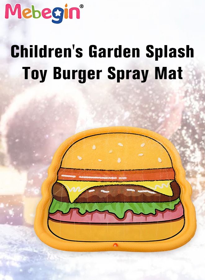 Hamburger Shape Water Mat, Non-Slip Splash Pad for Kids and Pets, Foldable Splash Pad, Inflatable Sprinkle and Splash Water Play Mat, Summer Spray Inflatable Water Toy, Suitable for Lawns, Gardens, Swimming Pools and Parties, 170*170cm