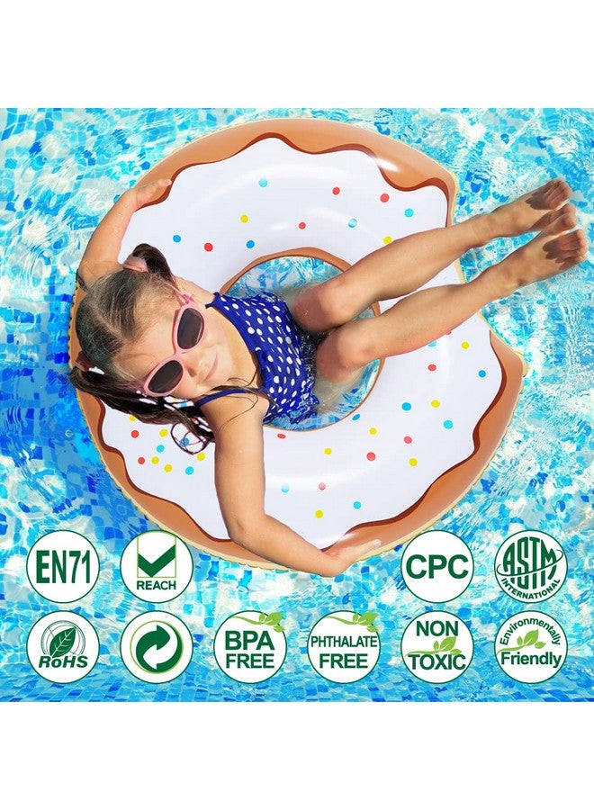Donut Pool Float Inflatable Donut Of 33 Inches For Party (Strawberry Or Chocolate) Pool Or Beach Toy For Kids (Donut Float 2Pack)